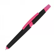 różowy - Długopis plastikowy do ekranów dotykowych z zakreślaczem