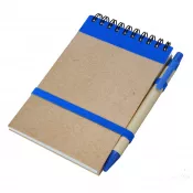 niebieski - Notes Kraft 90x140/70k gładki z długopisem
