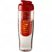Czerwony-Przezroczysty - Bidon H2O Tempo® o pojemności 700 ml z wieczkiem zaciskowym zmożliwością przyrządzania wody smakowej