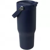 Granatowy - Kubek Bronx o pojemności 900 ml, z izolacją próżniową, wykonany ze recyklingowanej stali nierdzewnej z certyfikatem RCS i z miedzi, z wielofukncyjną zakrętką