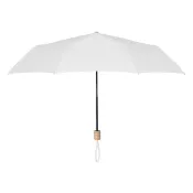 Parasol składany 21" z RPET z drewnianą rączką TRALEE Bialy