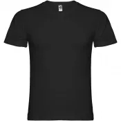 Czarny - Samoyedo koszulka męska z krótkim rękawem i dekoltem w serek