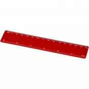 Czerwony - Refari linijka z tworzywa sztucznego pochodzącego z recyklingu o długości 15 cm