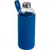 niebieski - Butelka szklana 1000 ml w neoprenowym etui