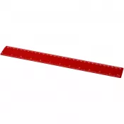 Czerwony - Refari linijka z tworzywa sztucznego pochodzącego z recyklingu o długości 30 cm