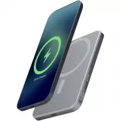 Powerbank Avis 5000 mAh z recyklingowanego aluminium posiadającego certyfikację RCS, z wbudowanym magnesem 