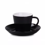 czarno-biały - Filiżanka porcelanowa ze spodkiem Victor Nero Set 210 ml