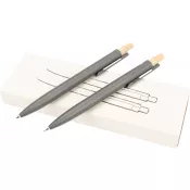 ciemnoszary - Zestaw piśmienny długopis półżelowy i ołówek automatyczny z aluminium z recyklingu SIEGFRIED