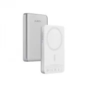 srebrny - Magnetyczny, bezprzewodowy power bank 10000 mAh Aukey
