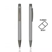 Srebrny - Długopis metalowy aluminiowy soft touch