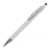 biały - Długopis metalowy gumowany z touch penem Athens