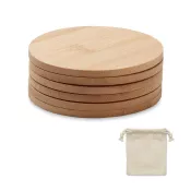 Zestaw 6 podkładek pod kubek z bambusa BAYIN SET
