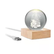 Kula szklana LED na drewnianej podstawie SANTA LIGHT