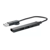 Hub USB 4-portowy z aluminium z recyklingu CURRENT