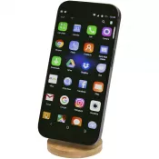 Czarny - Alcor składany magnetyczny stojak na telefon wykonany z tworzyw sztucznych pochodzących z recyklingu z elementami bambusowymi