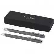 Szary - Lucetto zestaw upominkowy obejmujący długopis kulkowy z aluminium z recyklingu i pióro kulkowe