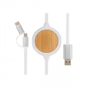 biały - Kabel do ładowania 3 w 1, ładowarka bezprzewodowa 5W