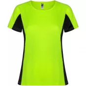 Czarny-Fluor Green - Shanghai sportowa koszulka damska z krótkim rękawem