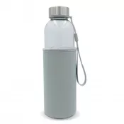 szary transparentny - Szklana butelka w pokrowcu 500 ml
