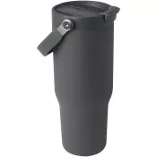 Szary - Kubek Bronx o pojemności 900 ml, z izolacją próżniową, wykonany ze recyklingowanej stali nierdzewnej z certyfikatem RCS i z miedzi, z wielofukncyjną zakrętką