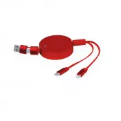 czerwony - Zwijany kabel do ładowania i synchronizacji z aluminium z recyklingu