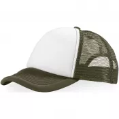 Biały-Leśny zielony - Czapka 5-panelowa Trucker