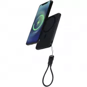 Powerbank SMART o pojemności 5000 mAh, wykonany z tworzywa sztucznego pochodzącego z recyklingu, ze smyczą na szyję