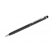czarny - Cienki metalowy długopis reklamowy z touch penem TIN 2