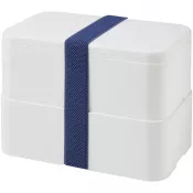 Biały-Granatowy - Dwupoziomowe pudełko na lunch 2 x 700 m MIYO
