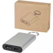 Arcturus powerbank o pojemności 2000 mAh z recyklingowanego aluminium z brelokiem