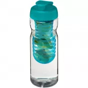 Błękitny-Przezroczysty - Bidon H2O Base® z wieczkiem na zacisk o pojemności 650 ml zmożliwością przyrządzania wody smakowej