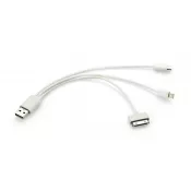 biały - Kabel USB 3 w 1 TRIGO