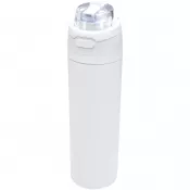 Biały - Bidon na wodę Theron 800 ml z jednowarstwowej stali nierdzewnej pochodzącej z recyklingu, certyfikowanej zgodnie z RCS, z pok