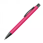 różowy - Długopis reklamowy plastikowy z metalowym klipem