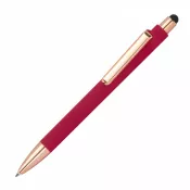 czerwony - Długopis gumowany z touch penem
