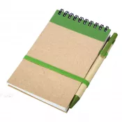 zielony - Notes Kraft 90x140/70k gładki z długopisem
