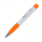 biało / pomarańczowy - Długopis Hawaii z trójkolorowym zakreślaczem