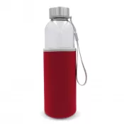 czerwony transparentny - Szklana butelka w pokrowcu 500 ml