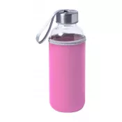 różowy - Butelka szklana w futerale Dokath 420 ml
