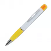 biało / żółty - Długopis Hawaii z trójkolorowym zakreślaczem