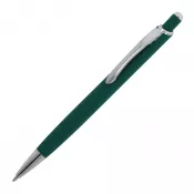 ciemnozielony - Długopis metalowy gumowany z touch penem Monaco