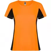 Czarny-Fluor Orange - Shanghai sportowa koszulka damska z krótkim rękawem