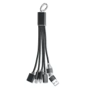 Brelok z kablem 3 w 1 i hubem USB aluminiowy HUBLUE