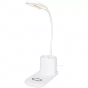 Biały - Bright lampa biurkowa i organizer z ładowarką bezprzewodową