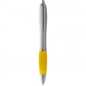 Srebrny-Żółty - Długopis reklamowy z miękkim w dotyku uchwytem Nash