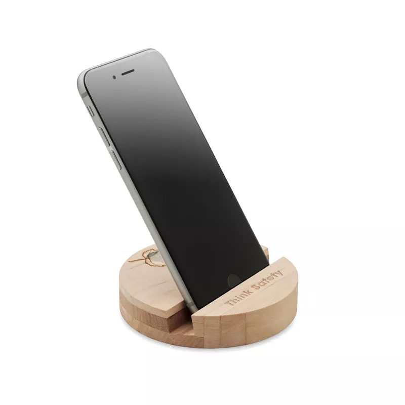 Stojak na telefon z drewna brzozowego GROW ROUND STAND - Drewna (MO6691-40)