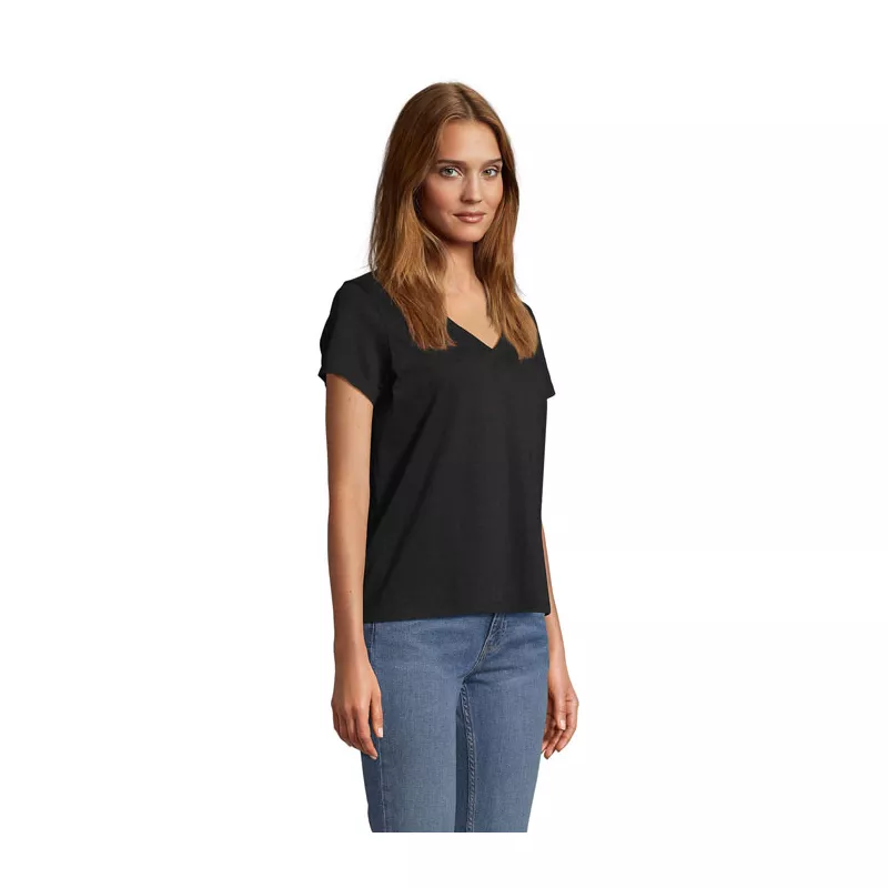 Koszulka damska V-neck Sol's REGENT V WOMEN - Deep Black (S04766-DB)