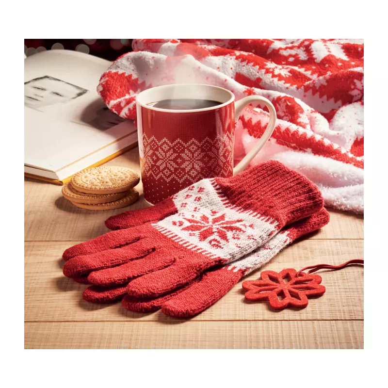 Zestaw prezentowy kubek 300 ml i rękawiczki COPITO SET - Czerwony (CX1557-05)