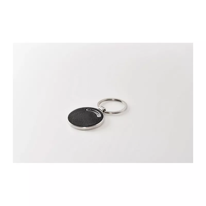 Brelok metalowy okrągły z wkładką PU LIRCLE - Czarny (MO2537-03)