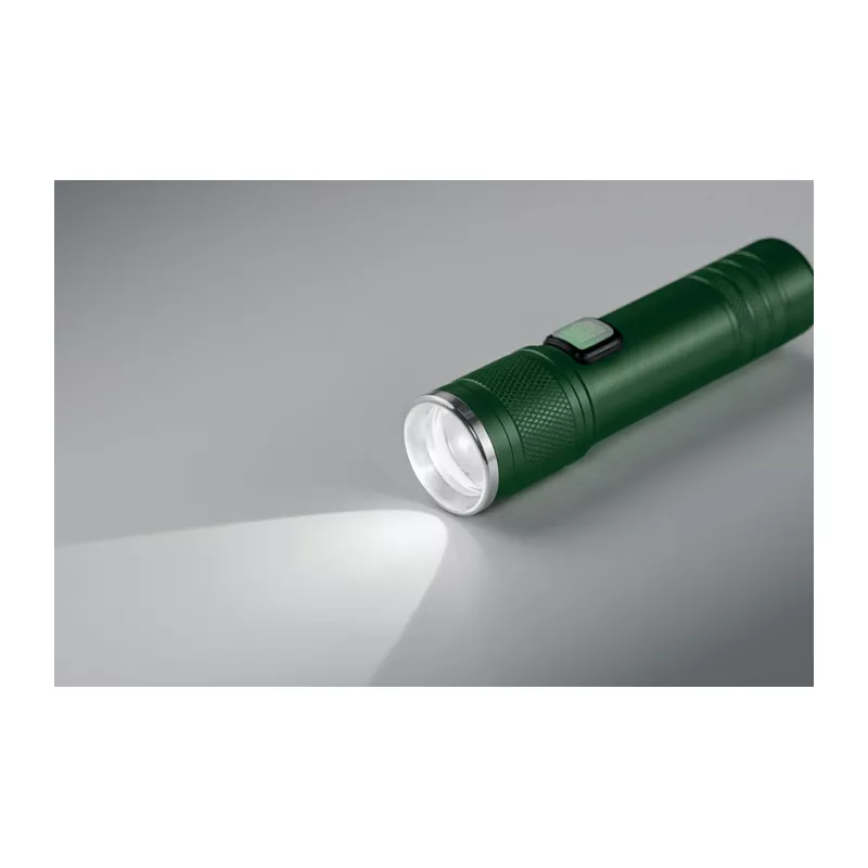 Latarka COB z aluminium z recyklingu FLASHRA - Ciemnozielony (MO2724-60)